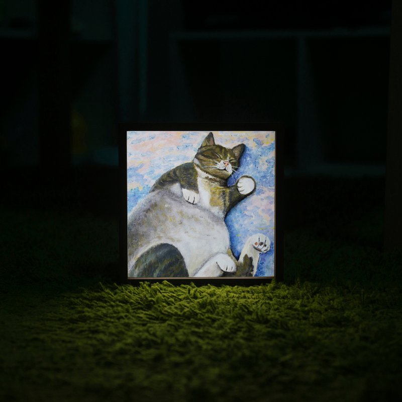 Lighto光印样  Mini灯箱  斑斑胖胖(阿喵乱画) - 画框/相框 - 木头 