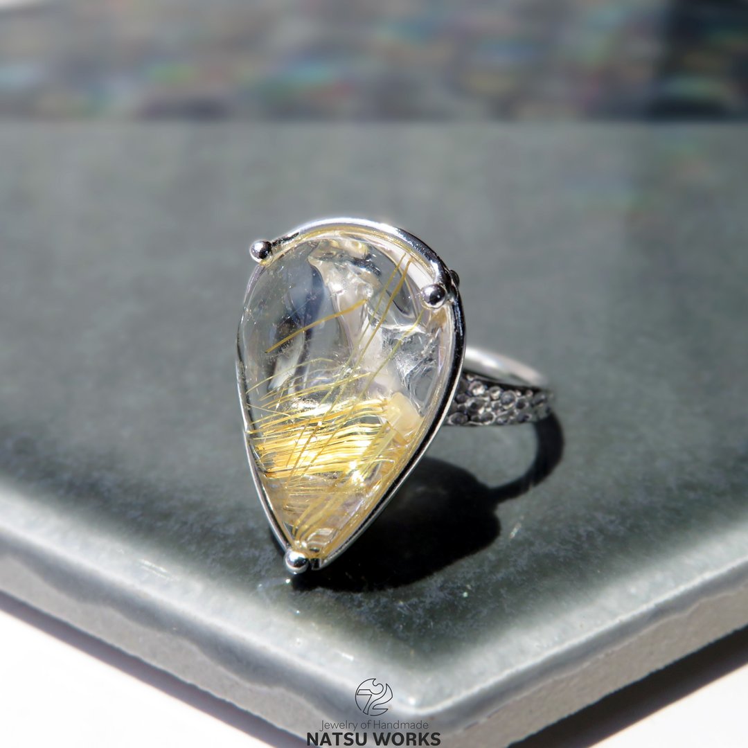 金红石水晶戒指 / Rutile Quartz Ring - 戒指 - 宝石 黄色