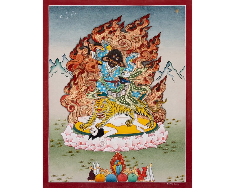 精美的多杰鼓唐卡绘画 拥抱精神和谐 - 墙贴/壁贴 - 其他材质 多色