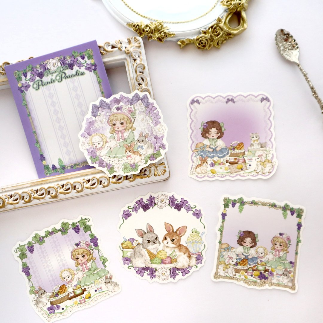【Paper Doll's Picnic Paradise】异型裁切便条纸 CHO222 - 便条纸/标签贴 - 纸 紫色