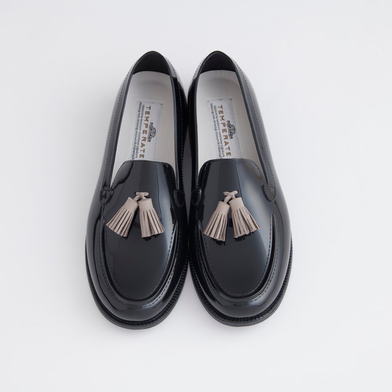 TODD (BLACK / GRAY) PVC material tassel loafer shoes PVC TASSEL LOAFER rain shoes RAIN SHOES - 女款休闲鞋 - 防水材质 黑色