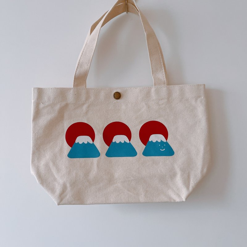 微笑 富士山 帆布袋 托特包 M号 - 手提包/手提袋 - 其他人造纤维 白色