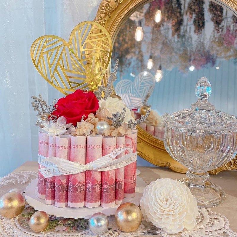 有钱花 永生花蛋糕礼盒 可代写卡片 干燥花束 永生花 干燥花 - 干燥花/捧花 - 植物．花 