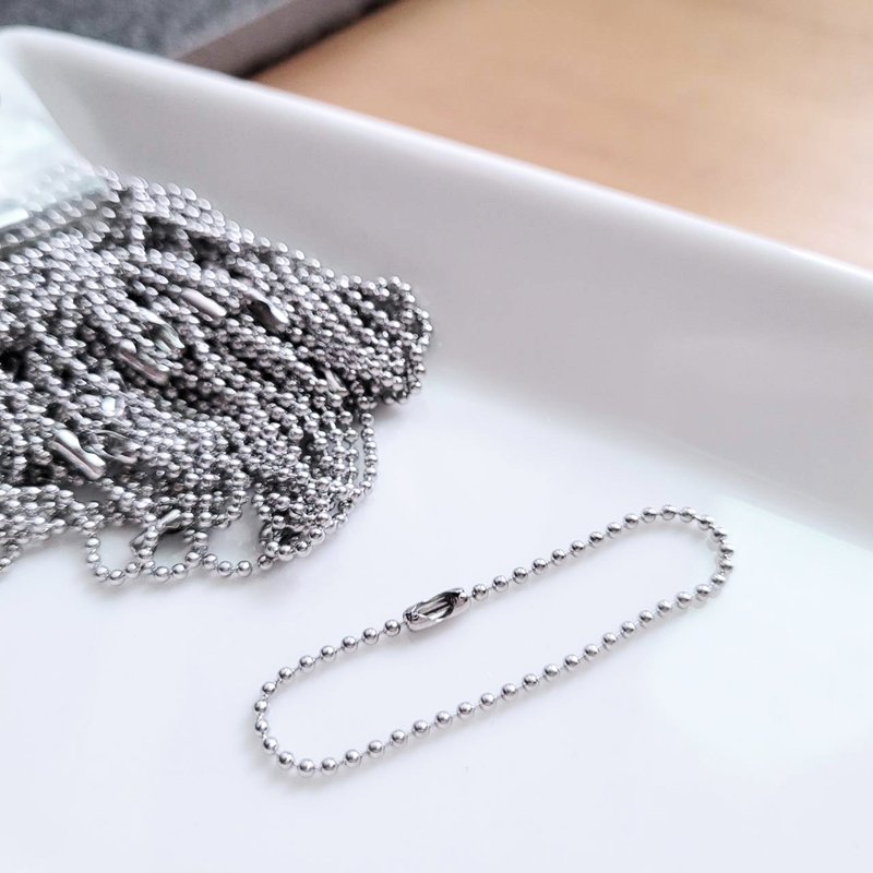DIY材料。1.5mm(10条)不锈钢圆珠链  手作钥匙圈吊饰活动珠链配件 - 零件/散装材料/工具 - 不锈钢 银色