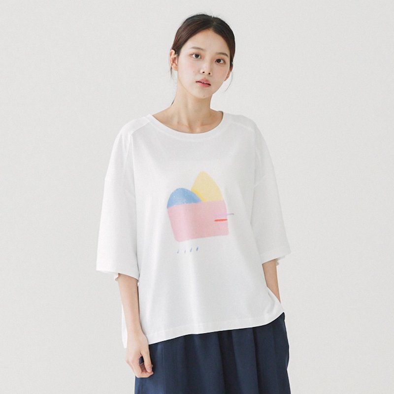 【Simply Yours】岛屿纯棉印花T 白F - 女装 T 恤 - 棉．麻 白色