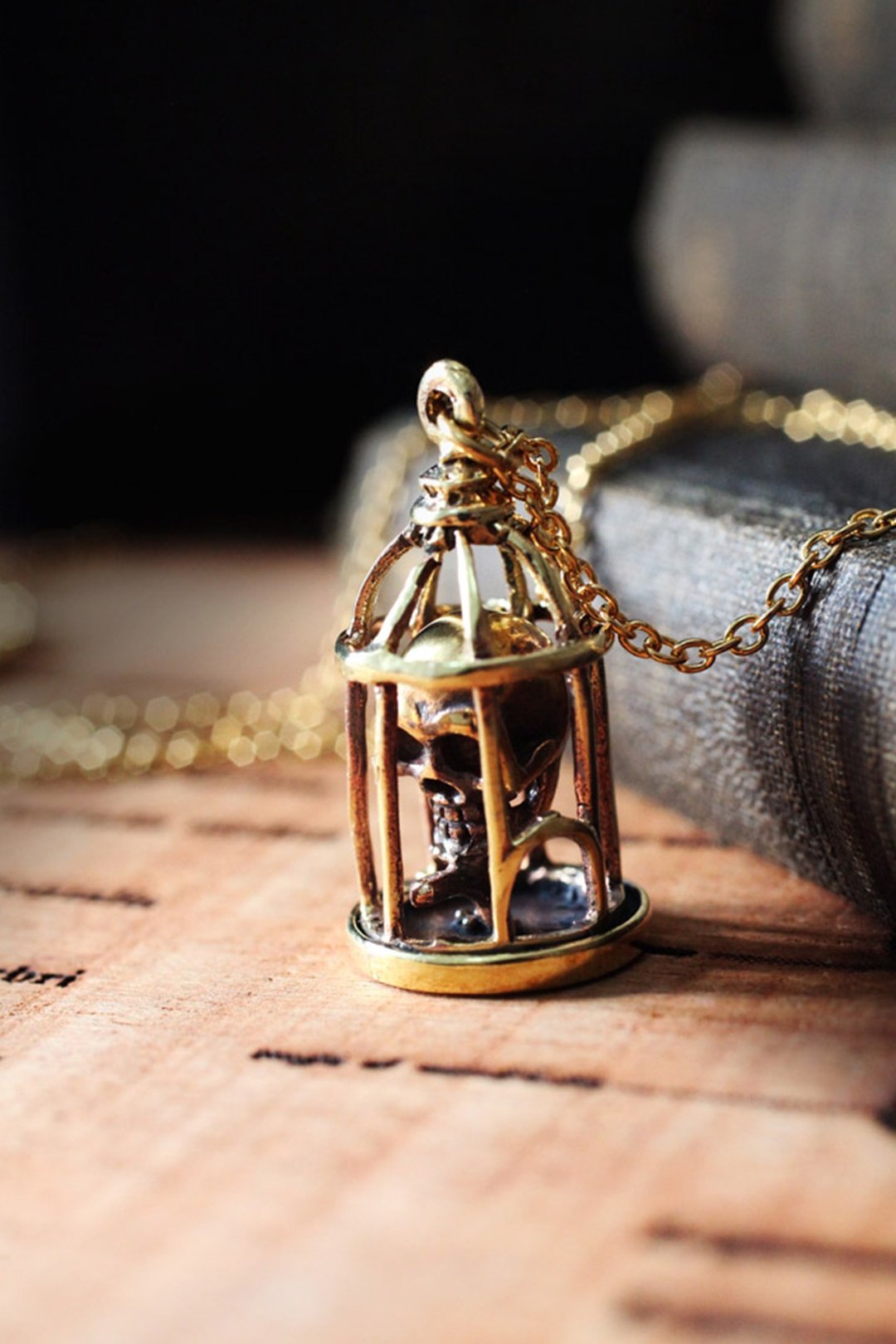 DEFY JEWELRY 笼中骷髅项链。/黑暗而独特的风格。 - 项链 - 其他金属 