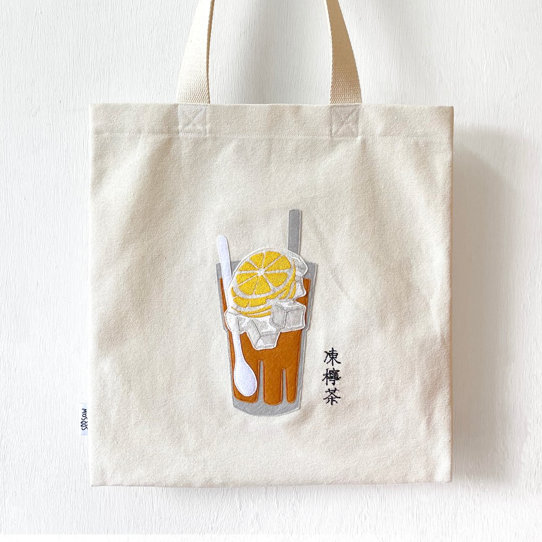 (刺绣, 全人手制) 冻柠茶, 厚帆布布袋, Tote Bag - 侧背包/斜挎包 - 其他材质 卡其色