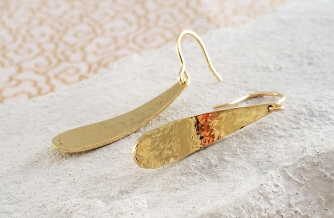 Golden Drop ☆ Gold Drop Earrings 3 - 耳环/耳夹 - 其他金属 