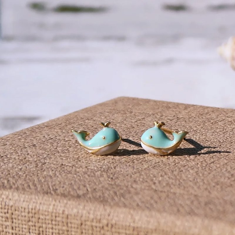 鲸鱼之歌纯银耳环 SONG OF WHALES - 耳环/耳夹 - 纯银 银色