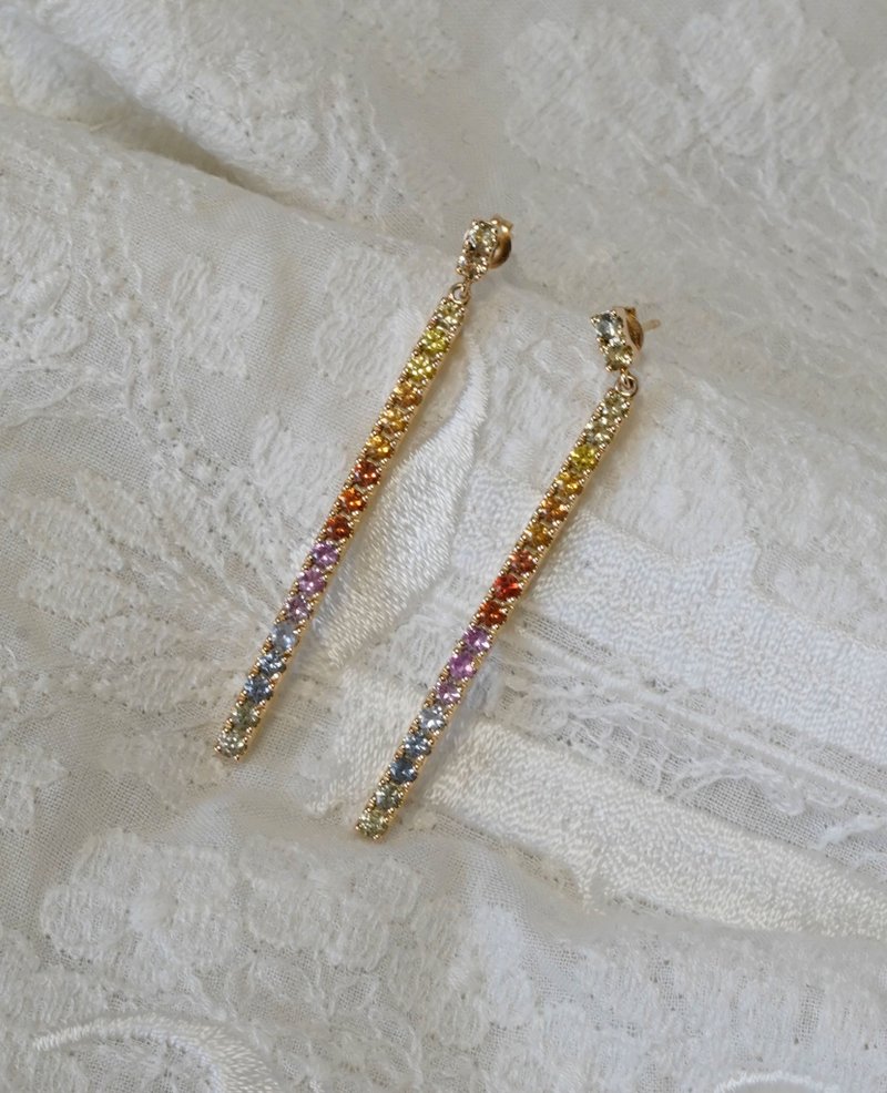 K10 彩虹蓝宝石耳环 - 耳环/耳夹 - 其他金属 多色