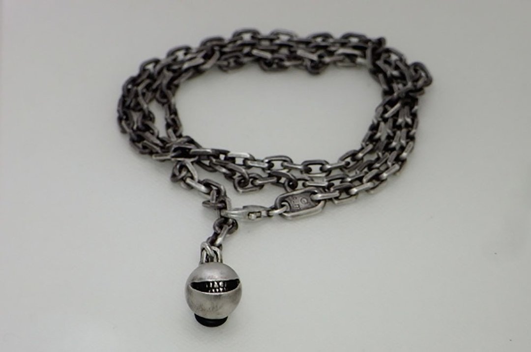 smile ball chain_B1 (s_m-B.04) ( 微笑 銀 手鐲 垂飾 bracelet necklace sterling silver  ) - 手链/手环 - 纯银 银色