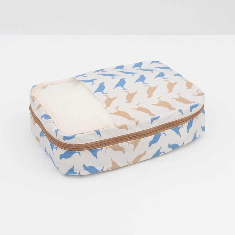 旅行收纳袋/台湾八哥5号/黎明暖砂 - 化妆包/杂物包 - 棉．麻 蓝色