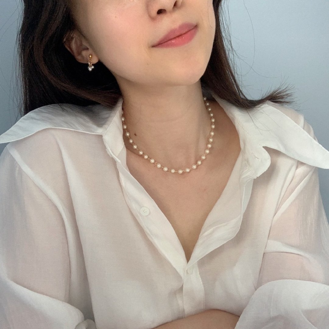 True Love 美国14K注金 铜镀18K金 轻奢优雅 珍珠饰品 珍珠项链 - 项链 - 贵金属 金色