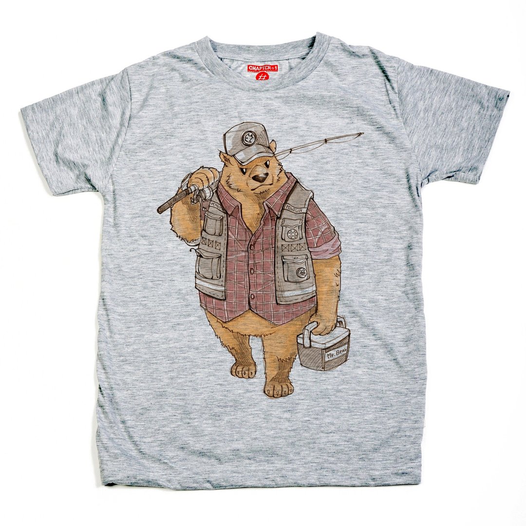 Bear catch fish soft confortatble Chapter One T-shirt - 男装上衣/T 恤 - 棉 白色