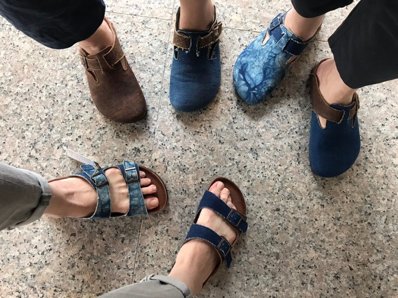 【天染独家】纯手工 天然染色亚麻包头款休闲鞋 - 拖鞋 - 棉．麻 多色