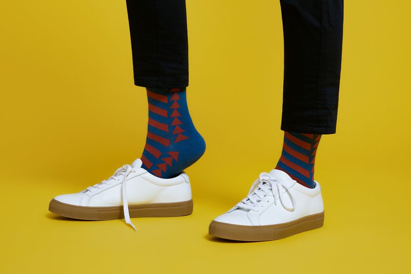 【情人节礼盒】潮人推荐精梳棉军蓝色条 - 袜子 - 棉．麻 