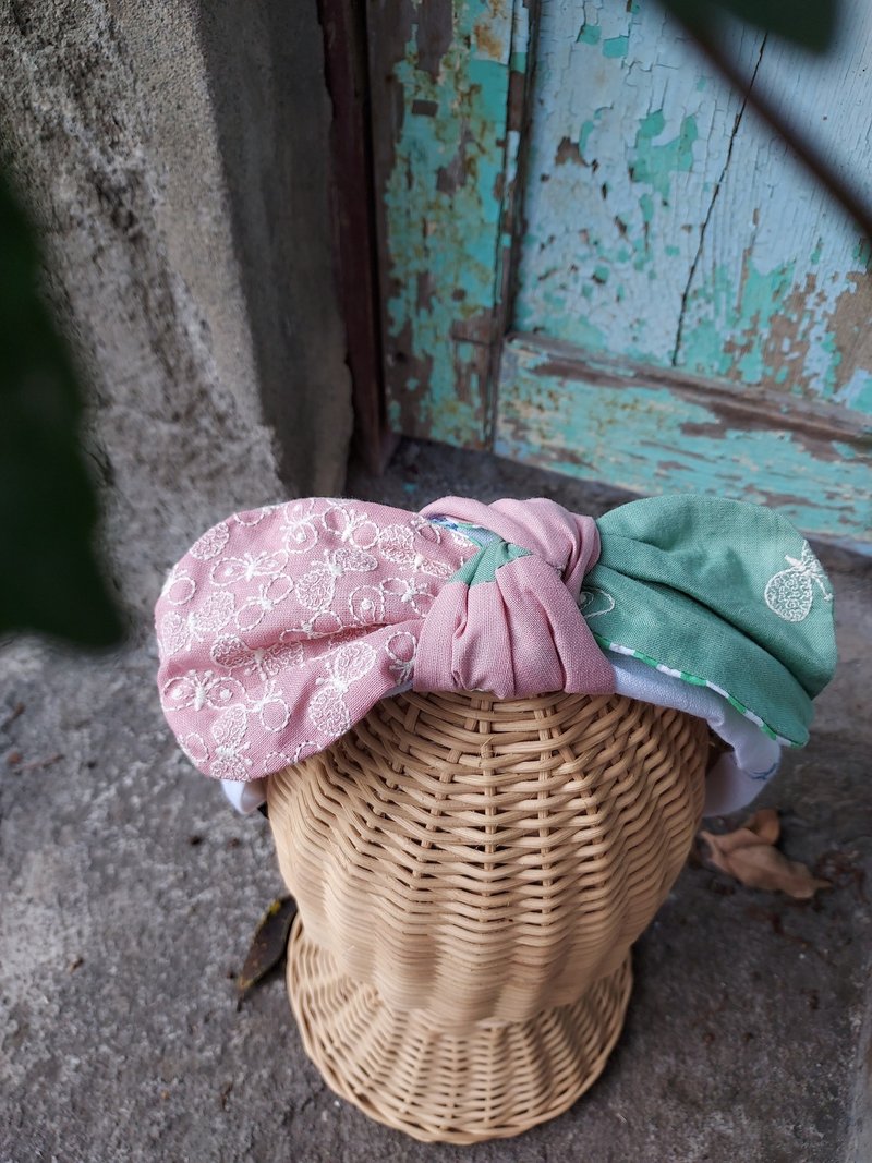 手作发箍 发带 粉红蝶蝶 - 发带/发箍 - 棉．麻 粉红色