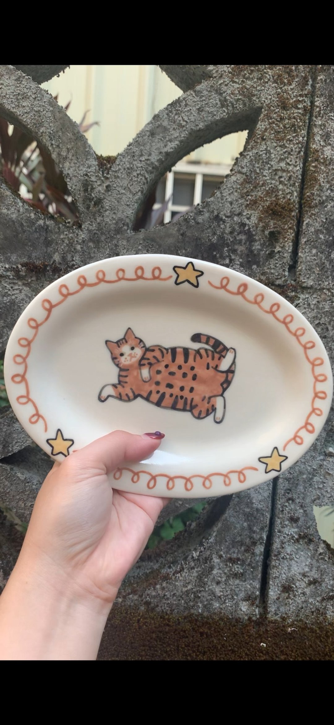 客订卖场-虎斑猫躺躺瓷盘 - 盘子/餐盘/盘架 - 瓷 咖啡色