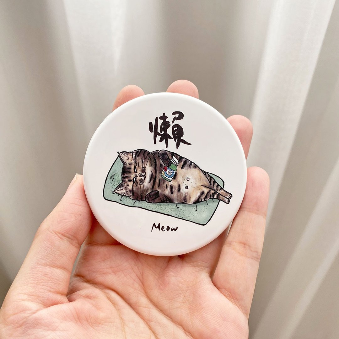 懒猫猫 随身化妆圆镜 - 彩妆刷具/镜子/梳子 - 塑料 白色