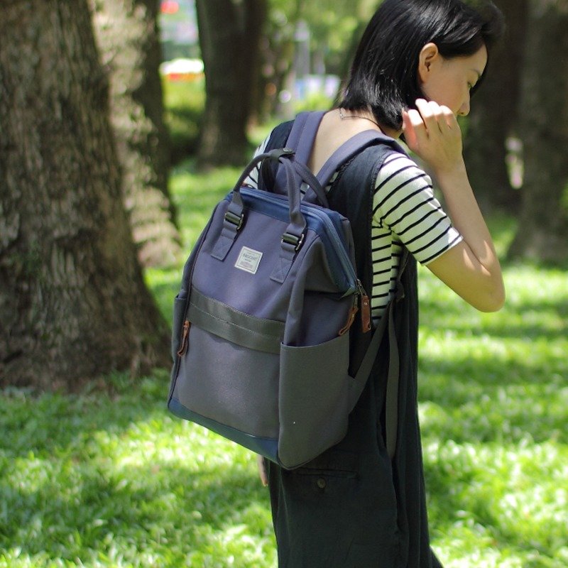 憨脸阔口后背包(13'' Laptop OK)-蓝灰_100439-32 - 后背包/双肩包 - 聚酯纤维 蓝色