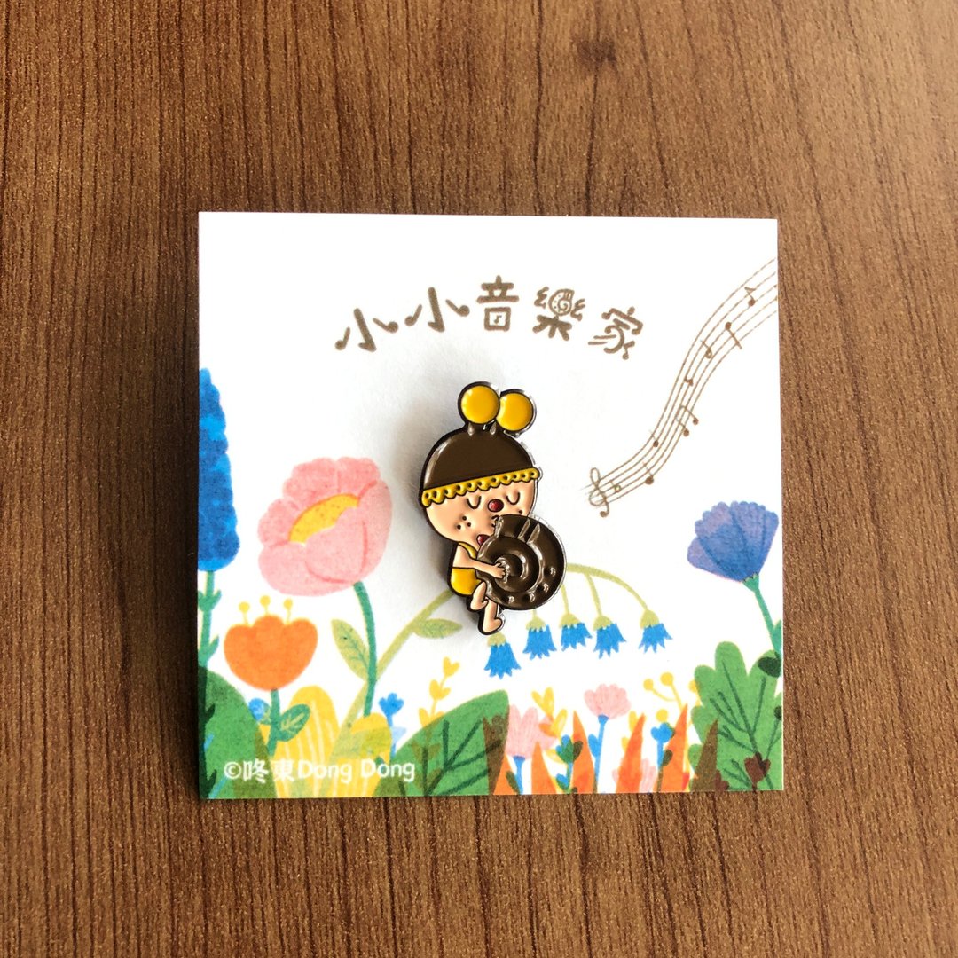 小小音乐家精灵小男孩 / 别针 / 胸章 - 徽章/别针 - 珐琅 橘色