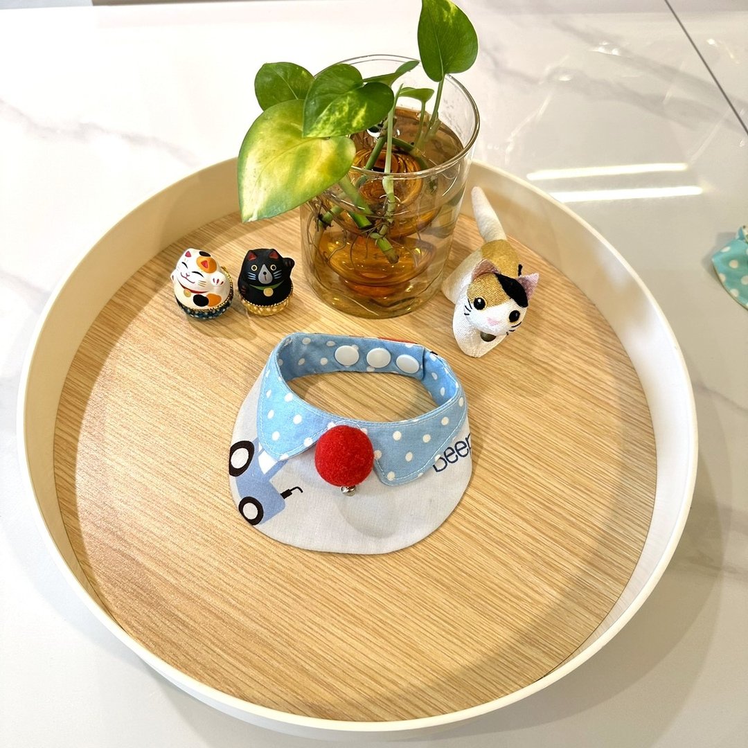 原创设计 宠物汽车小毛球可爱手作领巾-适合小型犬猫兔子 - 订制抱枕/饰品 - 棉 蓝色