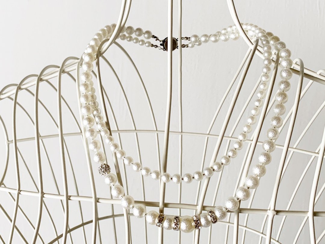 Simple pearl beads double necklace - 项链 - 塑料 白色