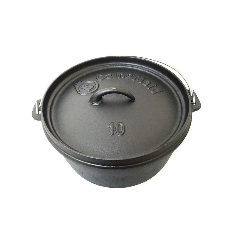 【促销】美国CampMaid Dutch Oven平底/有脚 12寸/10寸/8寸铸铁锅 - 厨房用具 - 其他材质 黑色
