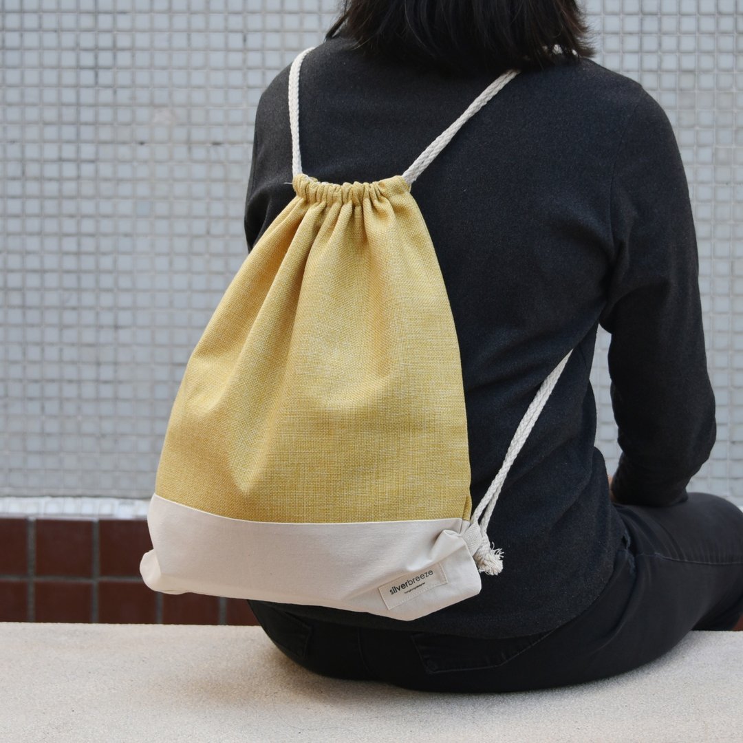 束口后背包/束绳包/束口袋 ~ 清新简约型 Yellow (B230) RS - 束口袋双肩包 - 棉 黄色