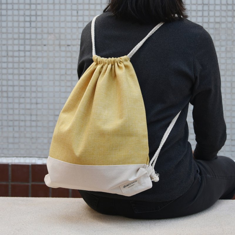 束口后背包/束绳包/束口袋 ~ 清新简约型 Yellow (B230) RS - 束口袋双肩包 - 棉 黄色