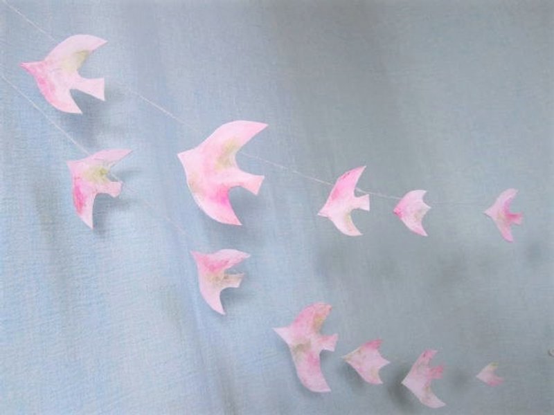 Bird's garland pink - 墙贴/壁贴 - 颜料 粉红色