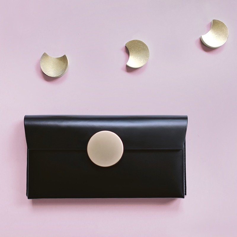 【微瑕疵】TREBLE Z / ECLIPSE 牛皮钱包/手拿包 黑色 简约 原创设计 - 皮夹/钱包 - 真皮 黑色