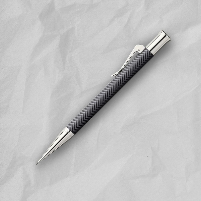 【Graf von Faber-Castell】 绳纹饰 自动铅笔-黑绸缎(原厂正货) - 铅笔/自动铅笔 - 树脂 黑色