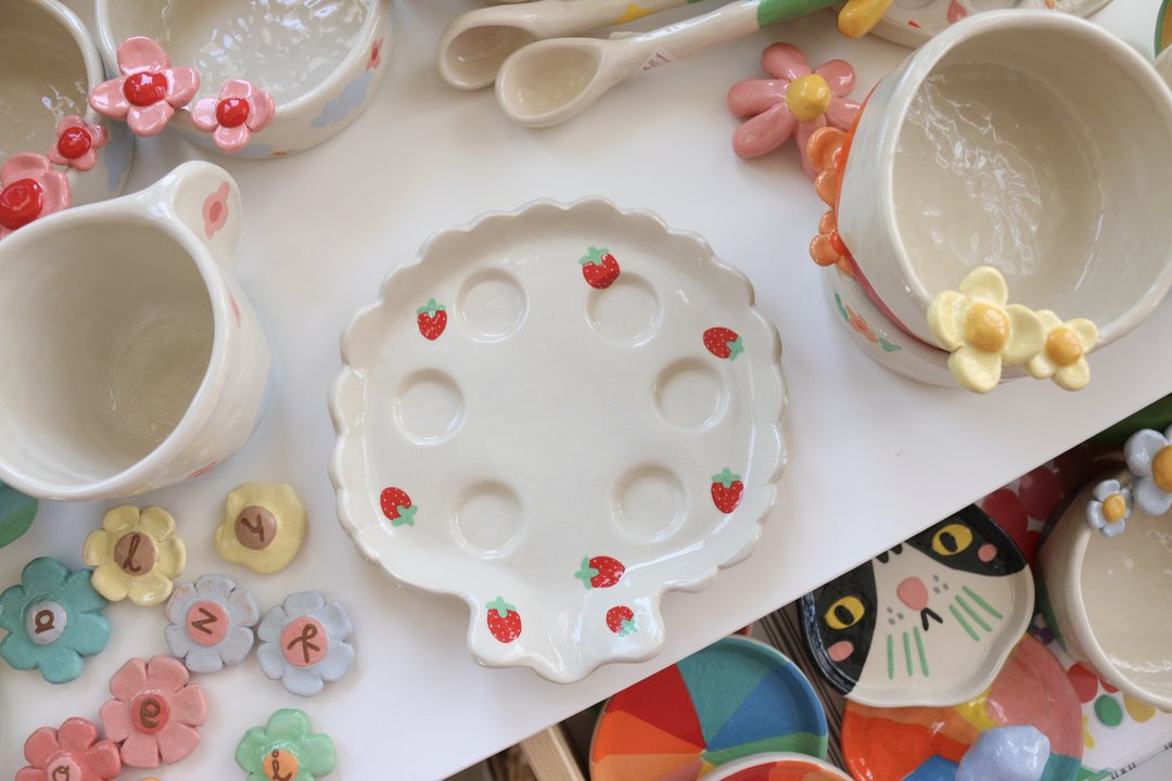 Shell Palette Strawberry - 花瓶/陶器 - 陶 红色