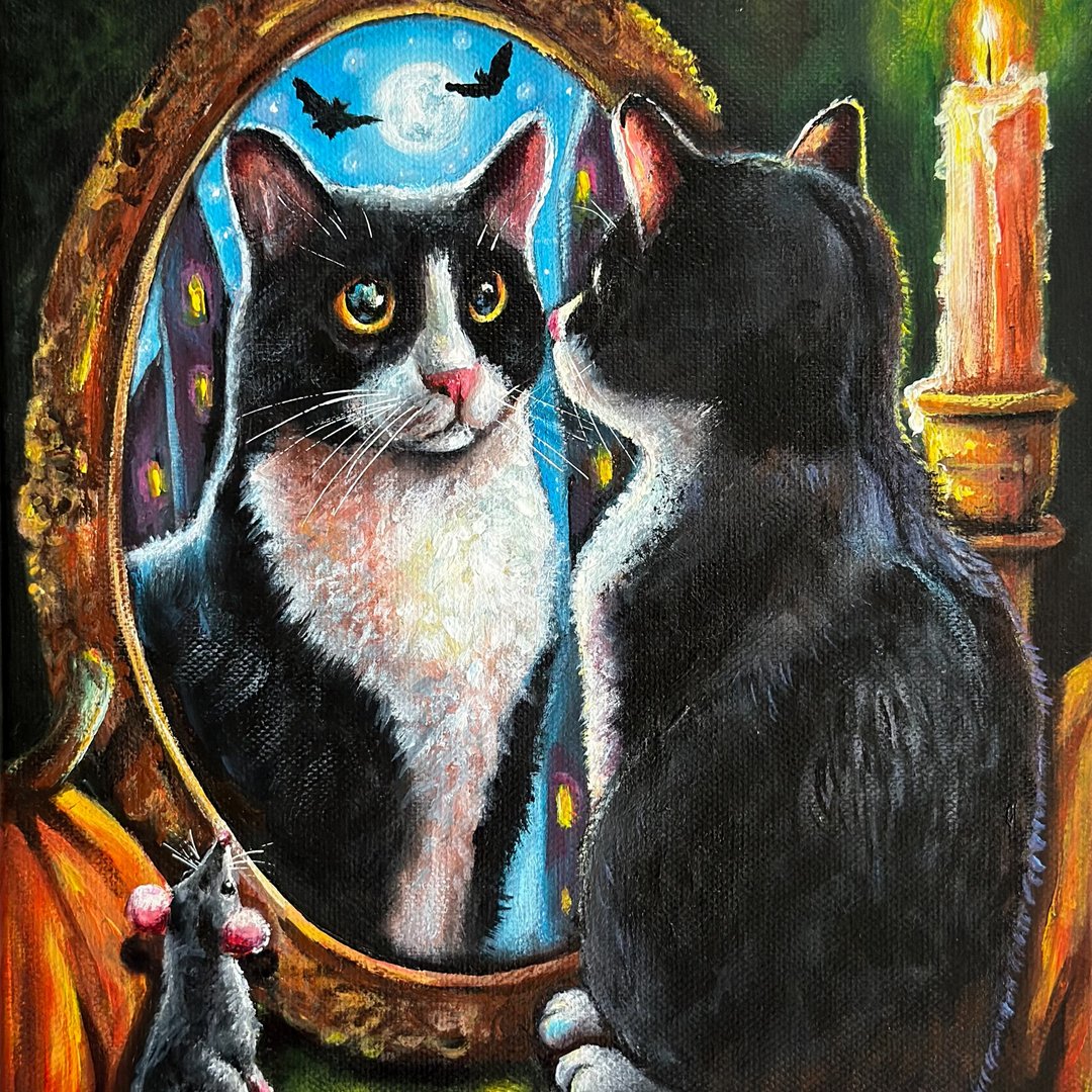 燕尾服猫原画,燕尾服猫肖像,猫与老鼠,哥德挂 - 墙贴/壁贴 - 棉 多色