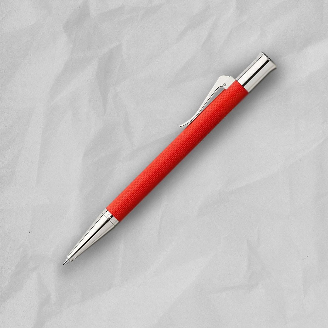 【Graf von Faber-Castell】绳纹饰 原子笔-印度红 (原厂正货) - 圆珠笔/中性笔 - 树脂 红色