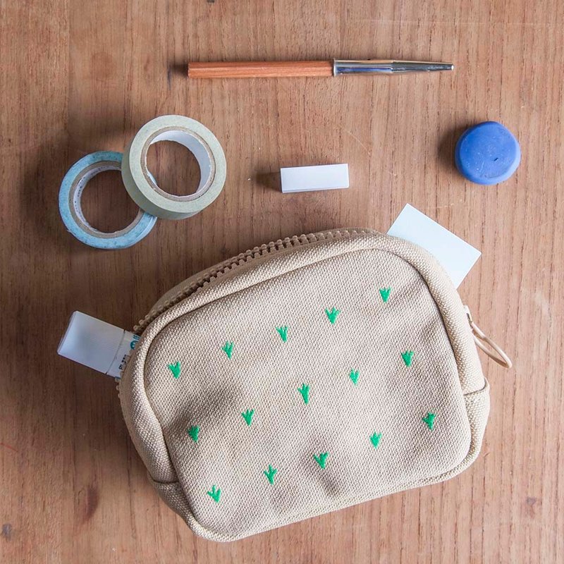 蘑菇MOGU/帆布收纳包/褐土/局部 - 化妆包/杂物包 - 棉．麻 咖啡色