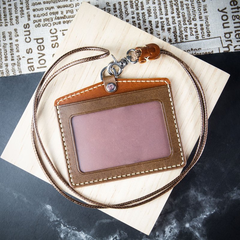 【横式证件套】挂颈撞色 【烫金/一人成团】【台中东海课程】 - 皮件 - 真皮 