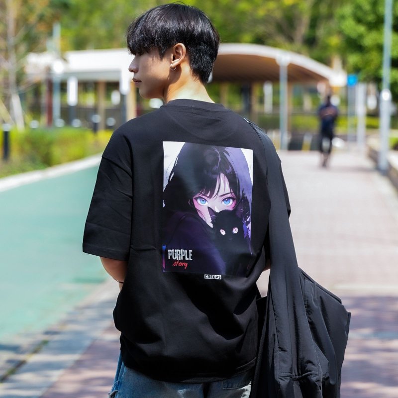 【CREEPS】Purple Story V3 宽松重磅印花T恤 210g - 中性连帽卫衣/T 恤 - 棉．麻 多色