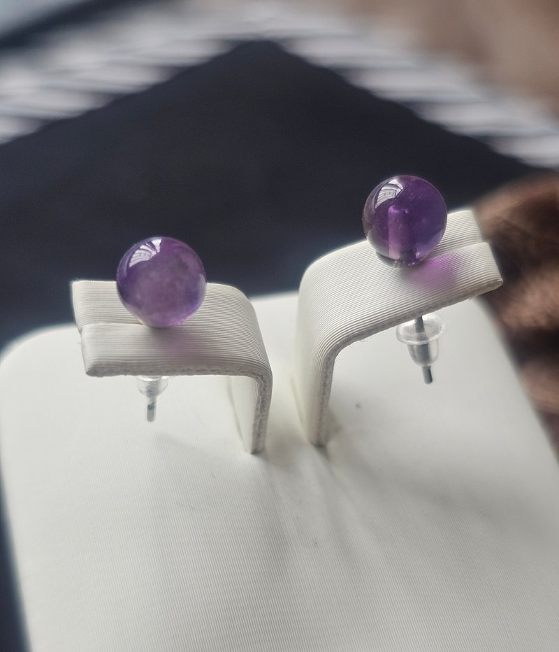 简而美--紫水晶耳环 - 耳环/耳夹 - 半宝石 紫色