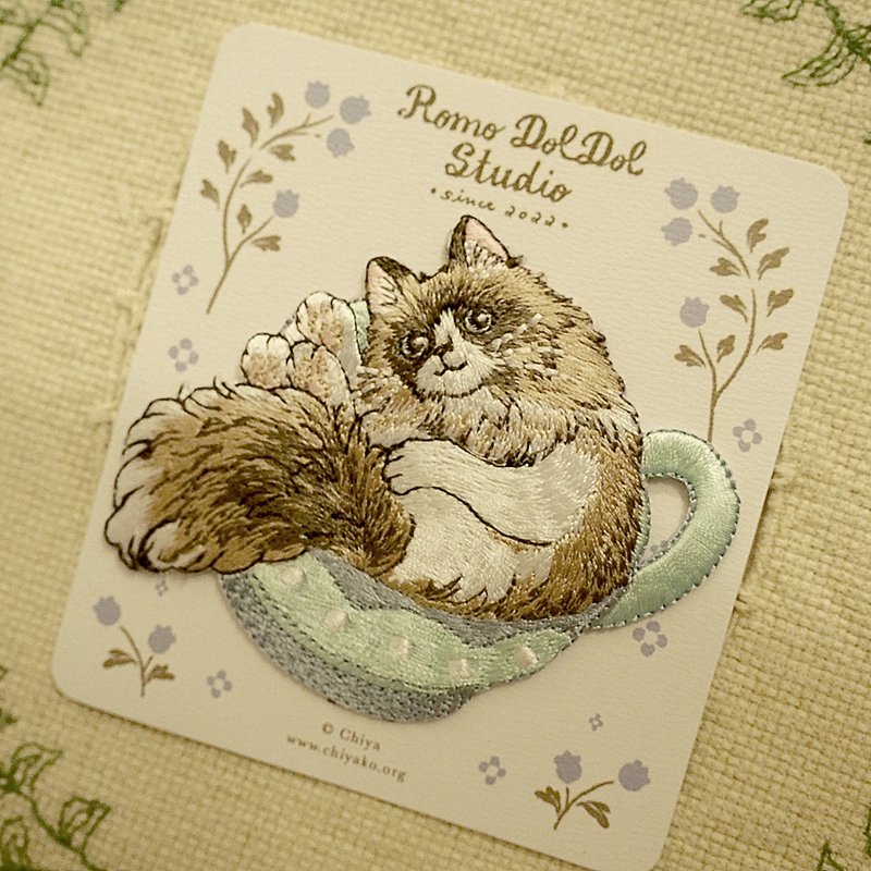 Chiya Meow Girl 系列布偶猫 Ragdoll 刺绣熨章 / 贴纸 - 编织/刺绣/羊毛毡/裁缝 - 棉．麻 