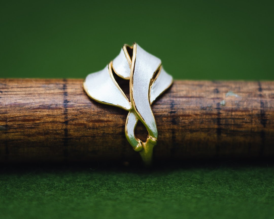 Classic Art Nouveau four leaf ring - Adjustable ring - Japanese - hypoallergenic - 戒指 - 银 金色