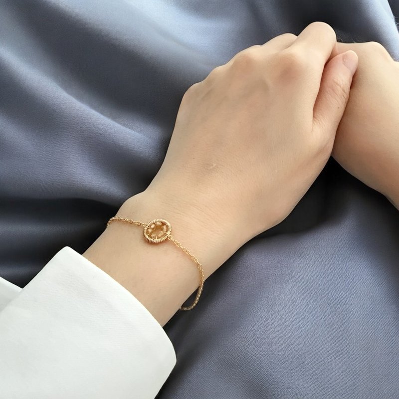 Halo【11月诞生石】黄水晶手链 / 14KGF / 天然石 - 手链/手环 - 宝石 黄色