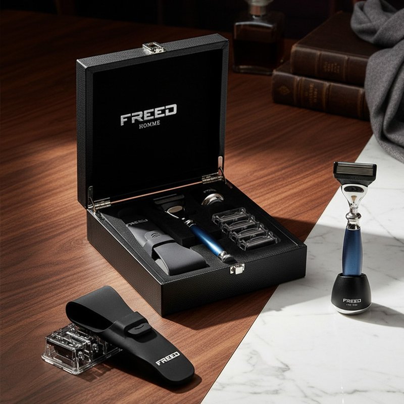【FREED】五刀刮胡刀尊爵礼盒 时尚蓝 送礼 定制化刻字 送礼推荐 - 男性清洁护肤品 - 铝合金 蓝色