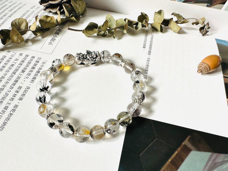 足银咬钱皮貅闪灵共生黄胶花原创设计 - 手链/手环 - 水晶 
