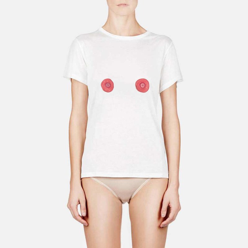 粉红奶头衣服 - 中性连帽卫衣/T 恤 - 棉．麻 白色