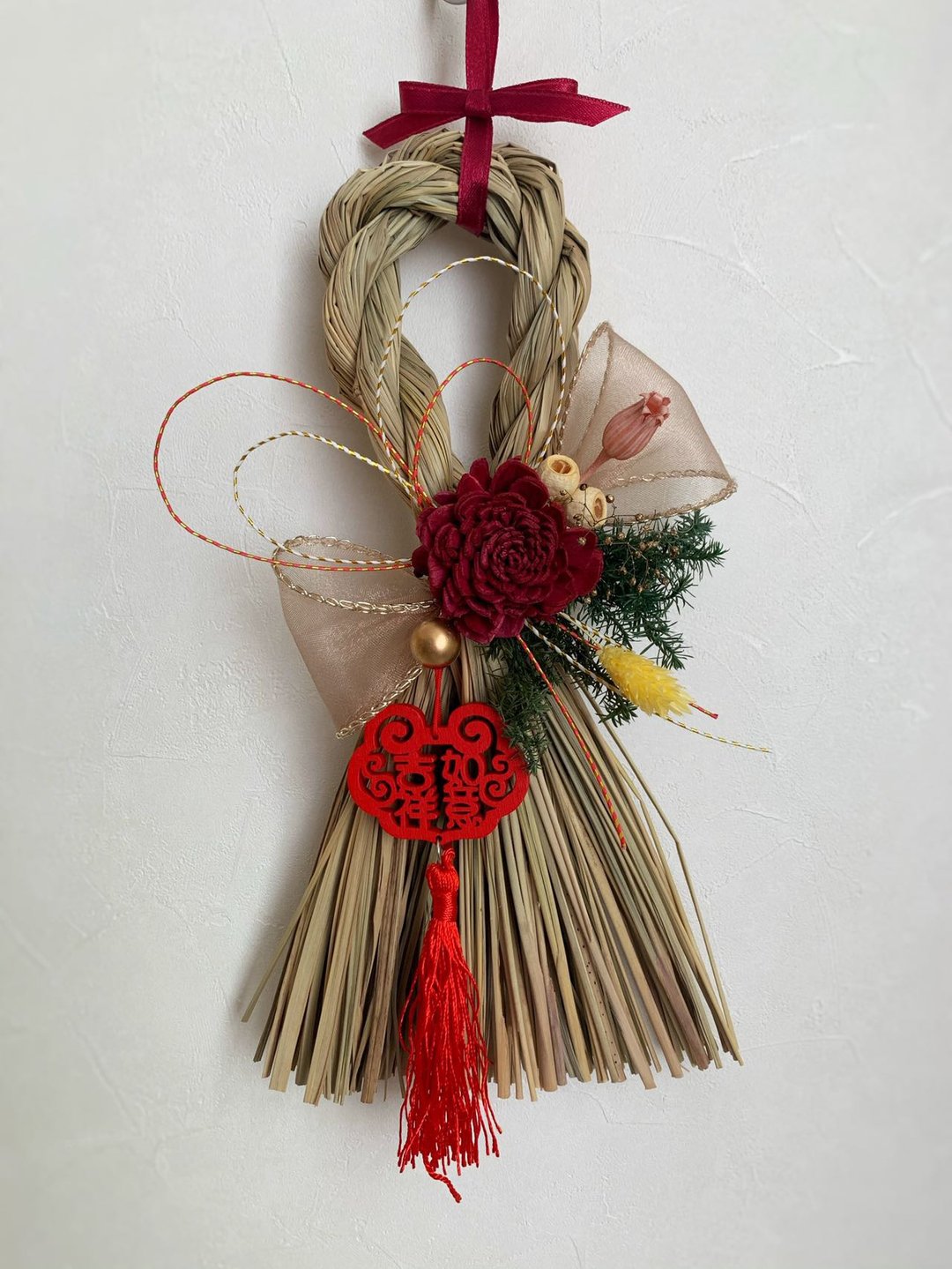 日式注连绳 / 祈福注连绳 / 大门挂饰 / 开运祈福 / 新年装饰 - 摆饰 - 植物．花 红色