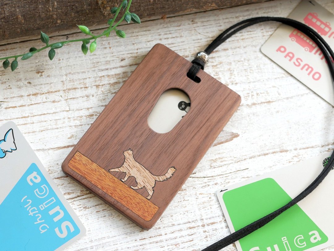 Wooden IC card case [Walking cat] Somali - 证件套/卡套 - 木头 