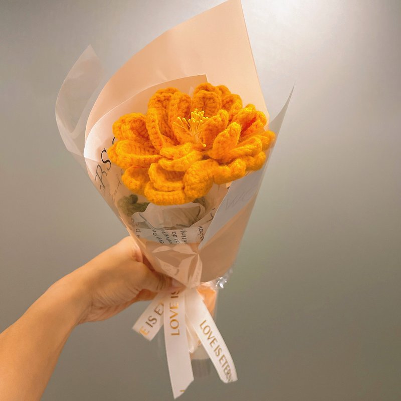 毕业礼物 毕业花束 定制化礼物2025月金丝莲花束 - 手织单枝花束 - 干燥花/捧花 - 棉．麻 橘色