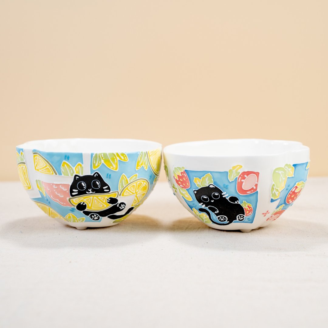 陶瓷可爱猫咪饭碗 送给朋友的完美乔迁礼物 有趣手工制作 - 碗 - 陶 多色